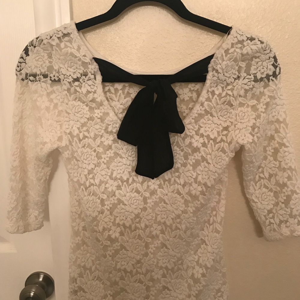 Lace Bow Tie Top